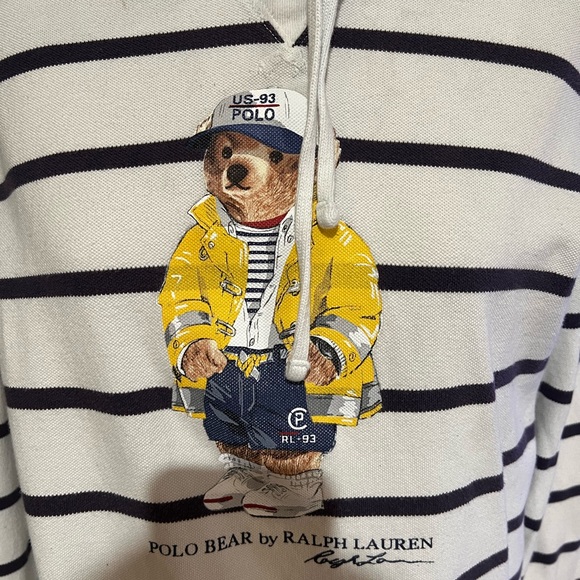 Polo Ralph Lauren CP-93 Sailor Yellow Jacket Bear Mesh Striped Hoodie Medium - Picture 4 of 14